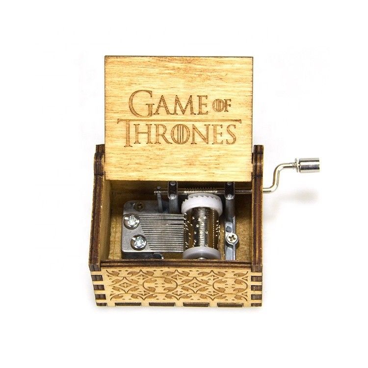 Hand Cranked Play Power Custom Mini Wooden Music Box with Silk-Screen Printing/Burned